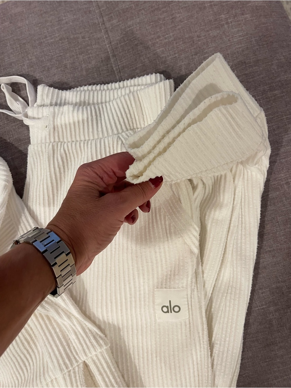 ALO Yoga Cream Ribbed hoodie set Sweatpants and hoodie small - Picture 6 of 11